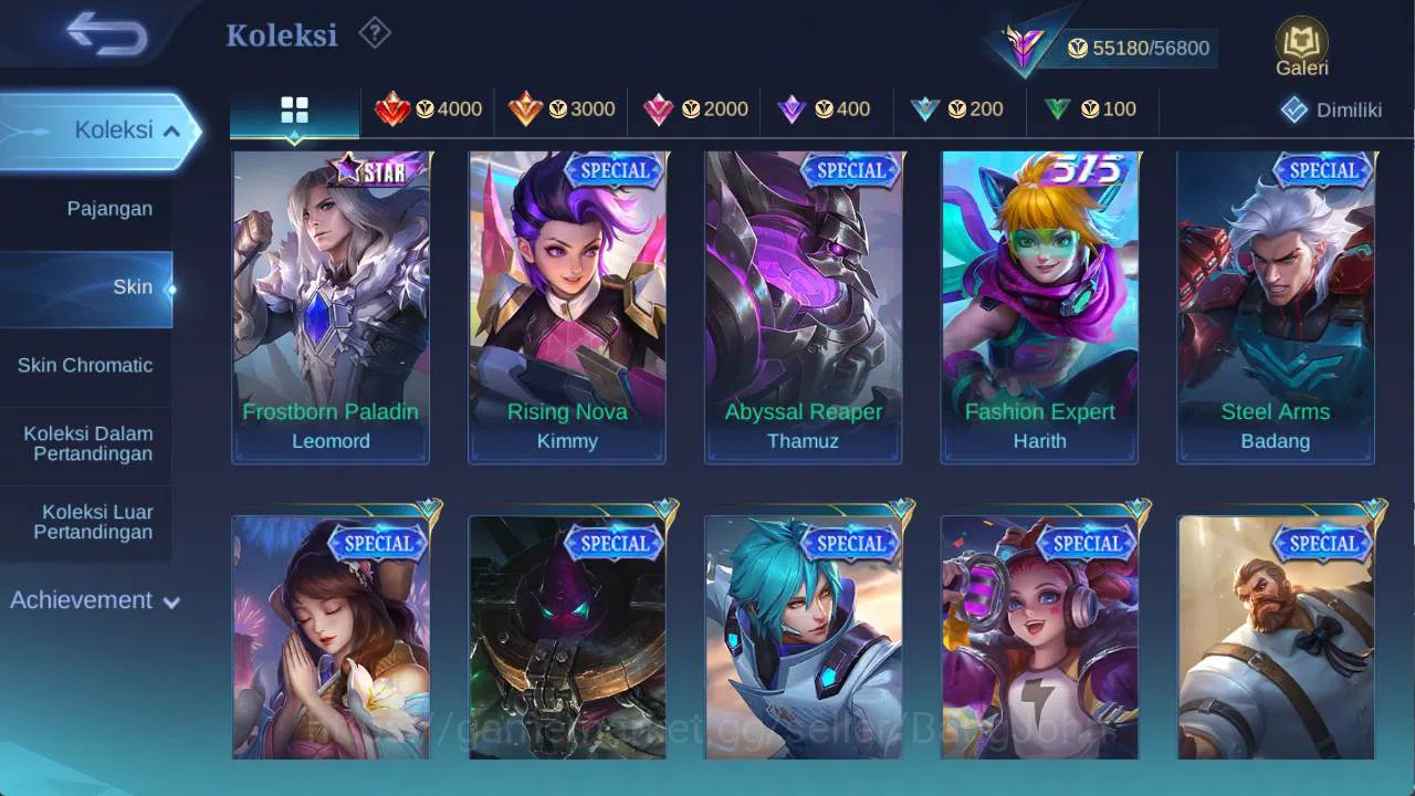 Mobile Legends: Bang Bang Accounts Others hero 131 skin 250+ aspirant LAYLA, valentine fanny, venom GS, dragon ling, saber 11