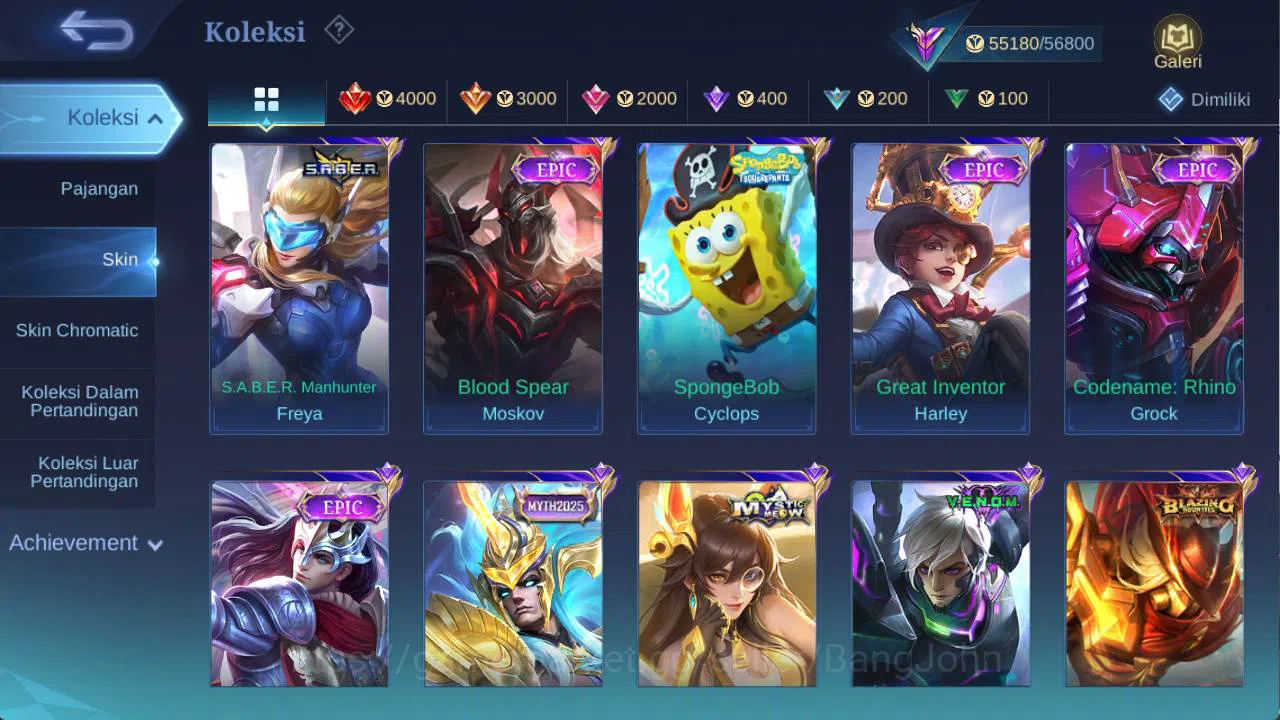 Mobile Legends: Bang Bang Accounts Others hero 131 skin 250+ aspirant LAYLA, valentine fanny, venom GS, dragon ling, saber 5