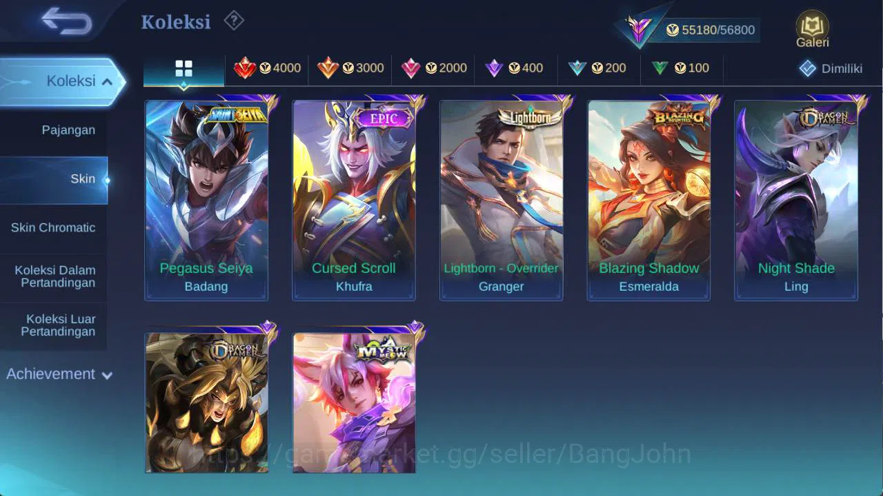 Mobile Legends: Bang Bang Accounts Others hero 131 skin 250+ aspirant LAYLA, valentine fanny, venom GS, dragon ling, saber 6