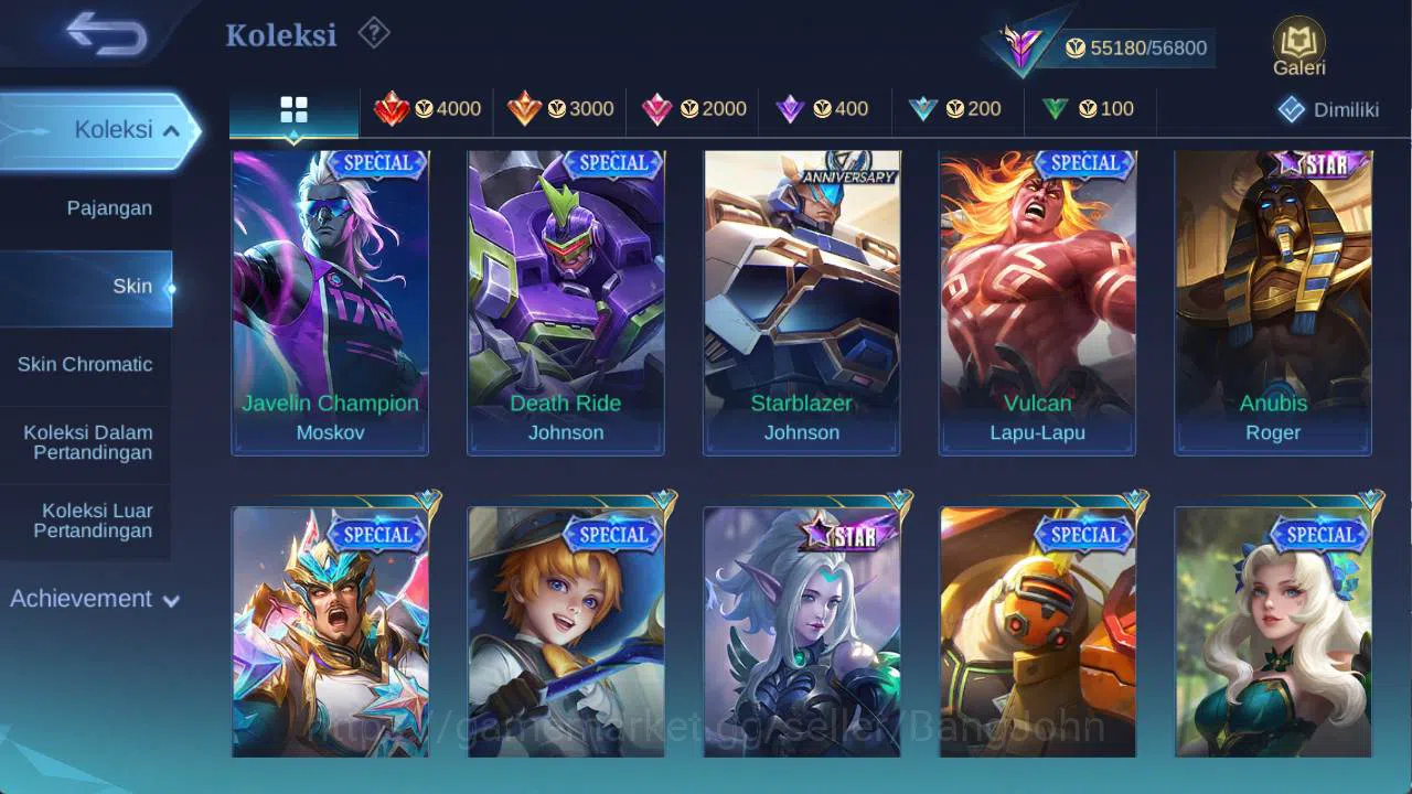 Mobile Legends: Bang Bang Accounts Others hero 131 skin 250+ aspirant LAYLA, valentine fanny, venom GS, dragon ling, saber 9