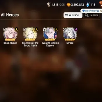 Epic Seven Accounts High-End Global Unverif|4 ML(B.Arunka,Monarch Iseria,Straze,Etc.)|PoH ON|Abyss F61|Check
