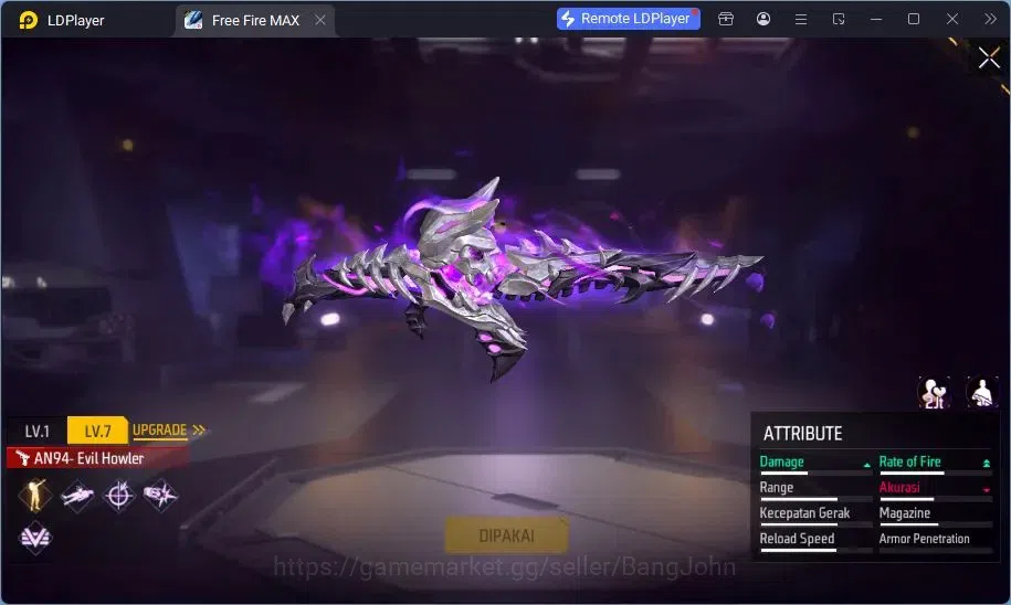 Free Fire Accounts Indonesia | Evo AN94 Evil Howler Lv7 | Kaki Nyeker image 2