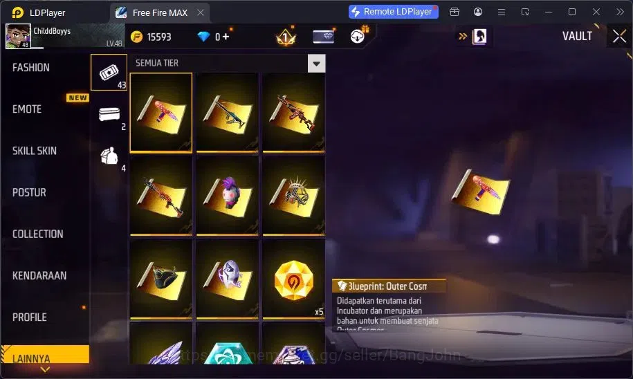 Free Fire Accounts Indonesia | Evo AN94 Evil Howler Lv7 | Kaki Nyeker image 3