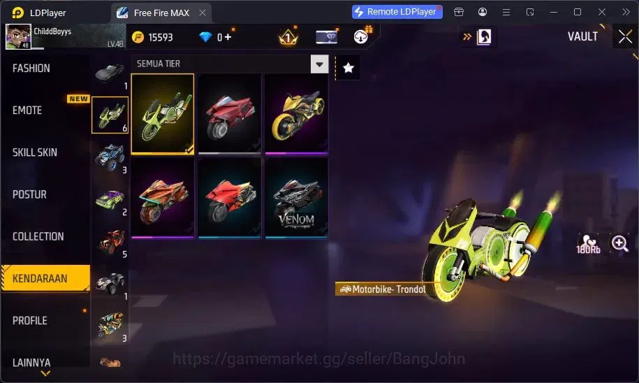 Free Fire Accounts Indonesia | Evo AN94 Evil Howler Lv7 | Kaki Nyeker image 4