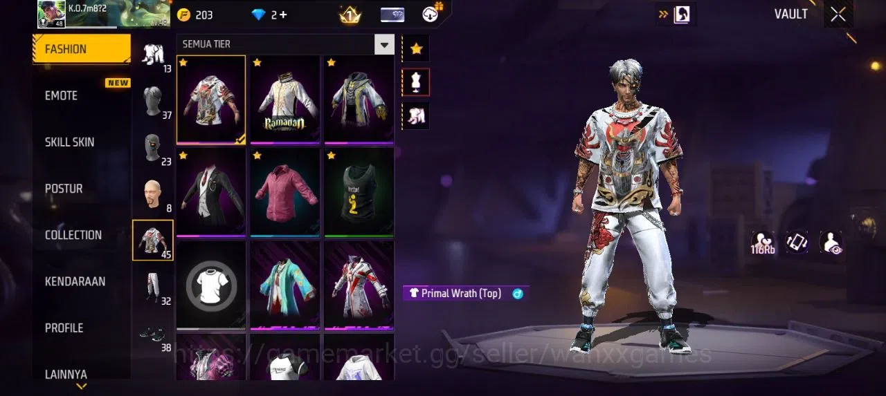 Free Fire Accounts Indonesia | AKUN LVL 48 VAULT 45 EMOTE 5 TAS 11 WEAPON 59 | W823 2
