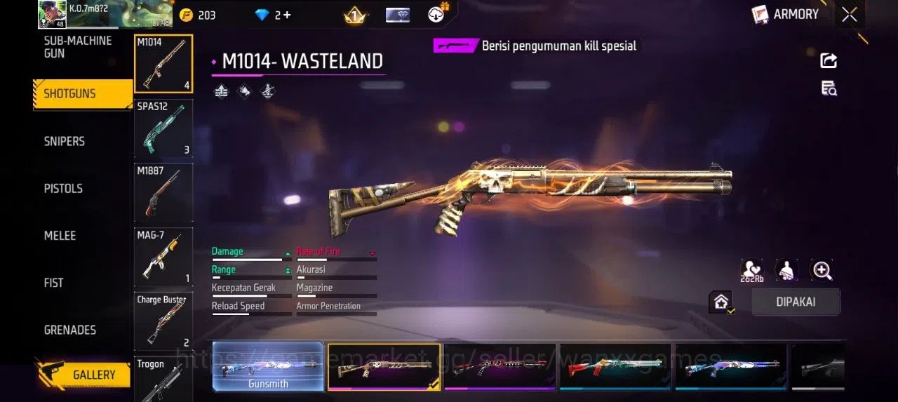 Free Fire Accounts Indonesia | AKUN LVL 48 VAULT 45 EMOTE 5 TAS 11 WEAPON 59 | W823 4