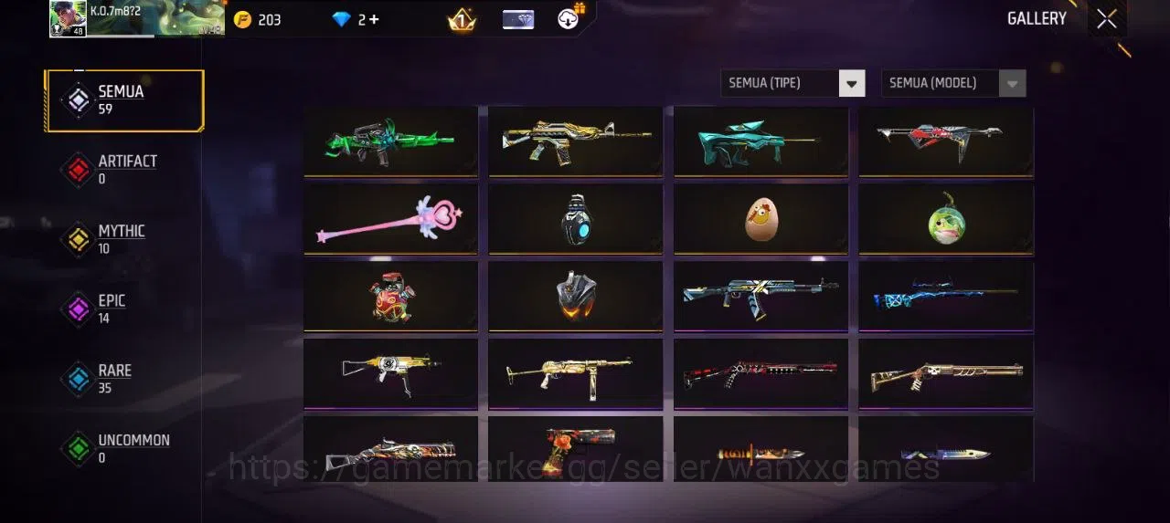 Free Fire Accounts Indonesia | AKUN LVL 48 VAULT 45 EMOTE 5 TAS 11 WEAPON 59 | W823 5