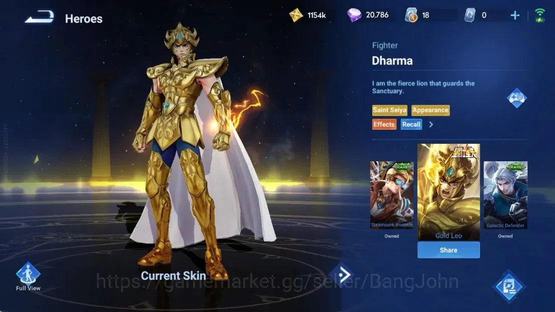 Honor of Kings Accounts Global | 112H 265S |MYTHIC Mulan|Saint Seiya Dharm image 4