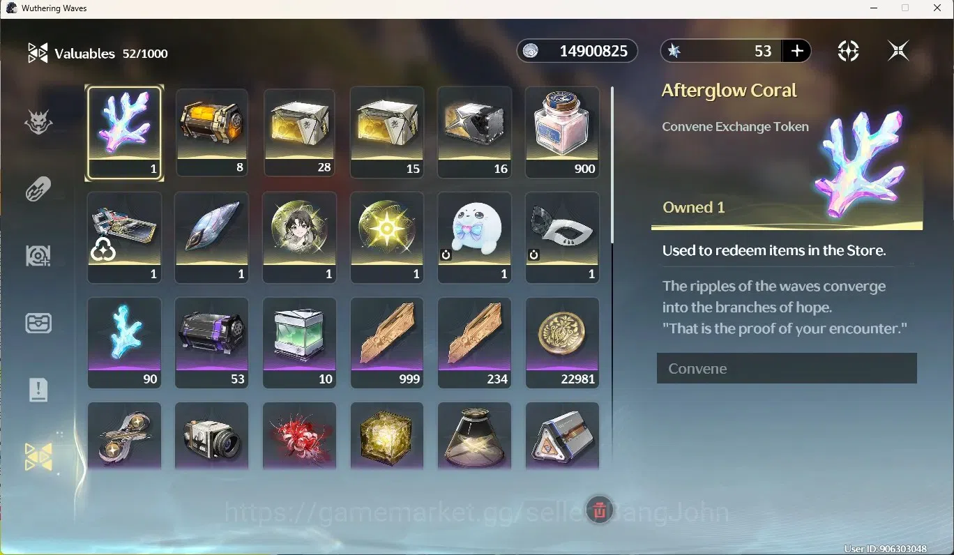 Wuthering Waves Accounts Others SEA|UL 51|Rank 6|7 Char Limited [Augusta,Phrolova]+Sign,Galbrena,Etc|Denia's Weapon|Mc Male 15