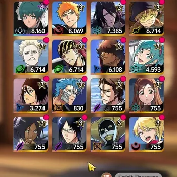 BLEACH Mirrors High Accounts Global Lv 11 4,8k Cryst 5 SSR(Sosuke Aizen,Mayuri Kurotsuchi,Uryu Ishida,Byakuya Kuchiki,Dea