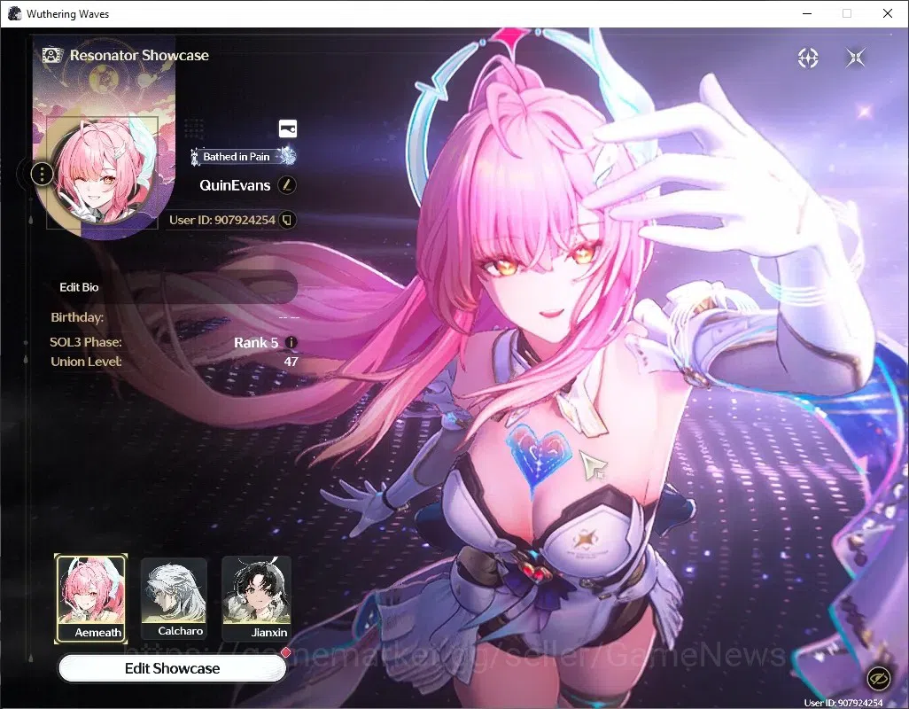 Wuthering Waves Accounts Starter SEA |UL 47|1 Limited| (Aemeath CR4)+Signature +4 STD Char (Verina,Jianxin,Encore,Calcharo 1