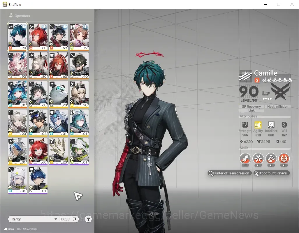 Arknights: Endfield Accounts ASIA|Lv 54|7 SSR 3 Limited+12(*6Weapon)|(Camille,Laevatain P1)+Sign,Mi Fu|1 Wp Supply|5k Oro,2k 1