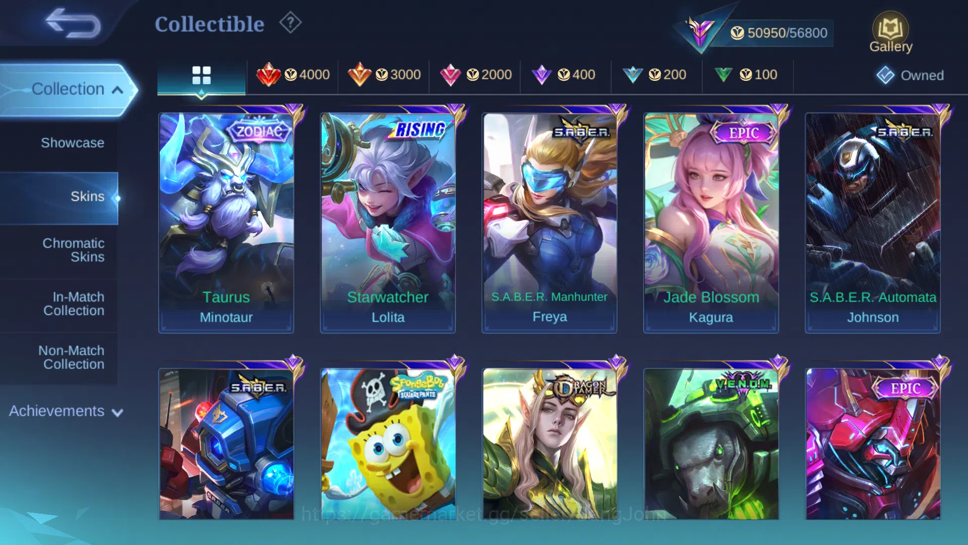 Mobile Legends: Bang Bang Accounts Collector hero 131 | skin 224 | m6 claude, kof karina, zodiac minotaur, meow lesley, myth 6