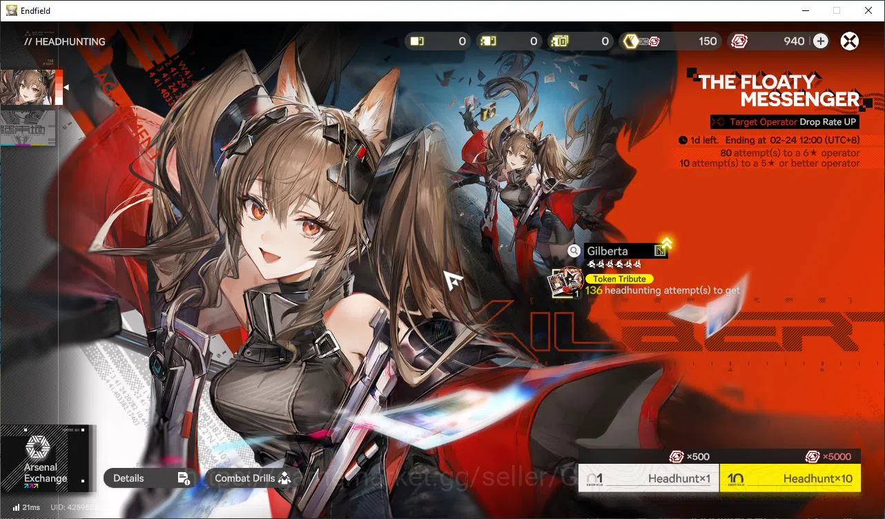 Arknights: Endfield Accounts Asia Lv52|6 SSR[(LaevatainP2,Ardelia,Gilberta)+Sign,Last RiteP1,etc]+9SR|9 *6WP|1,3K 6
