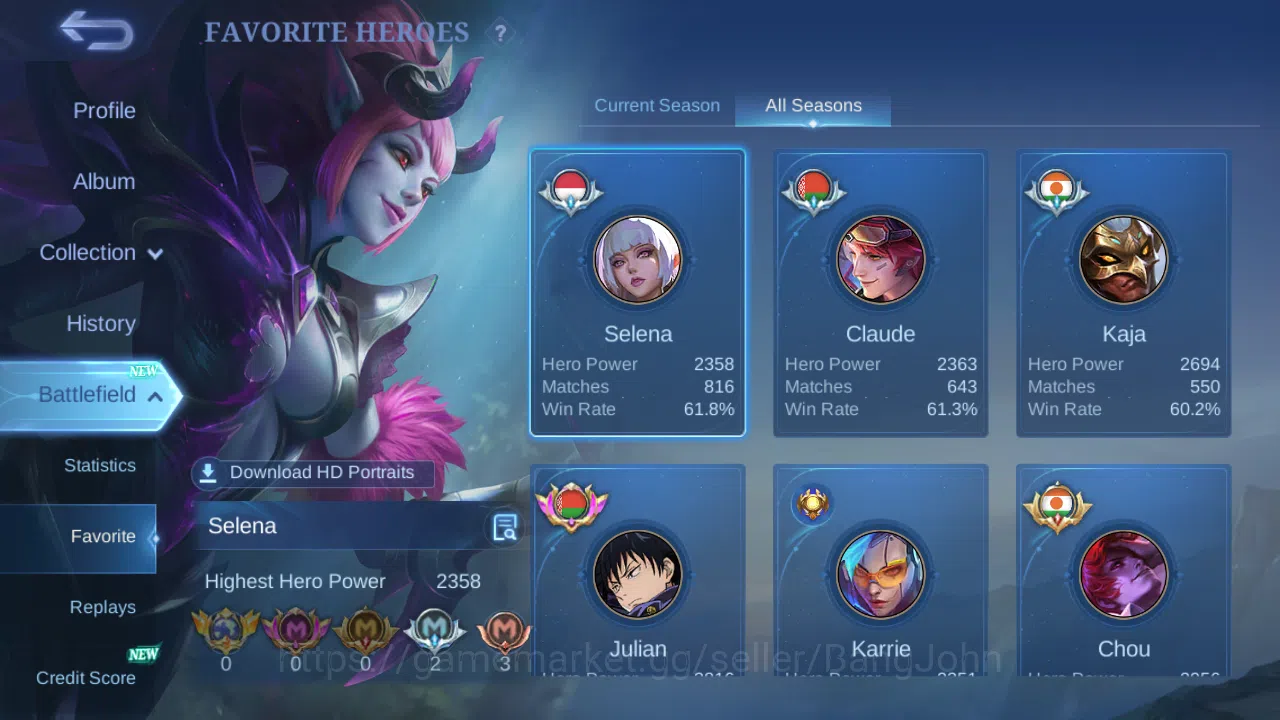 Mobile Legends: Bang Bang Accounts Hero 131 | Skin 502 | Legend (Franco , Alpha , Jho image 3