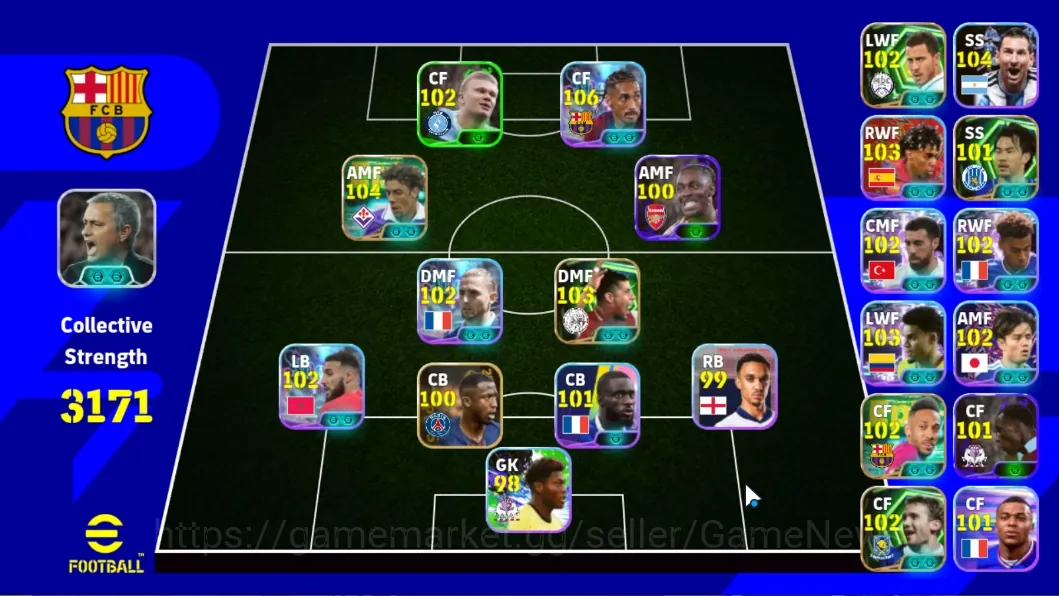eFootball Accounts Others Android|Power 3171|Epic Rui Costa,Frank Rijkaard,Aubameyang,Eden Hazard,Okazaki Shinji,Etc|Show 1