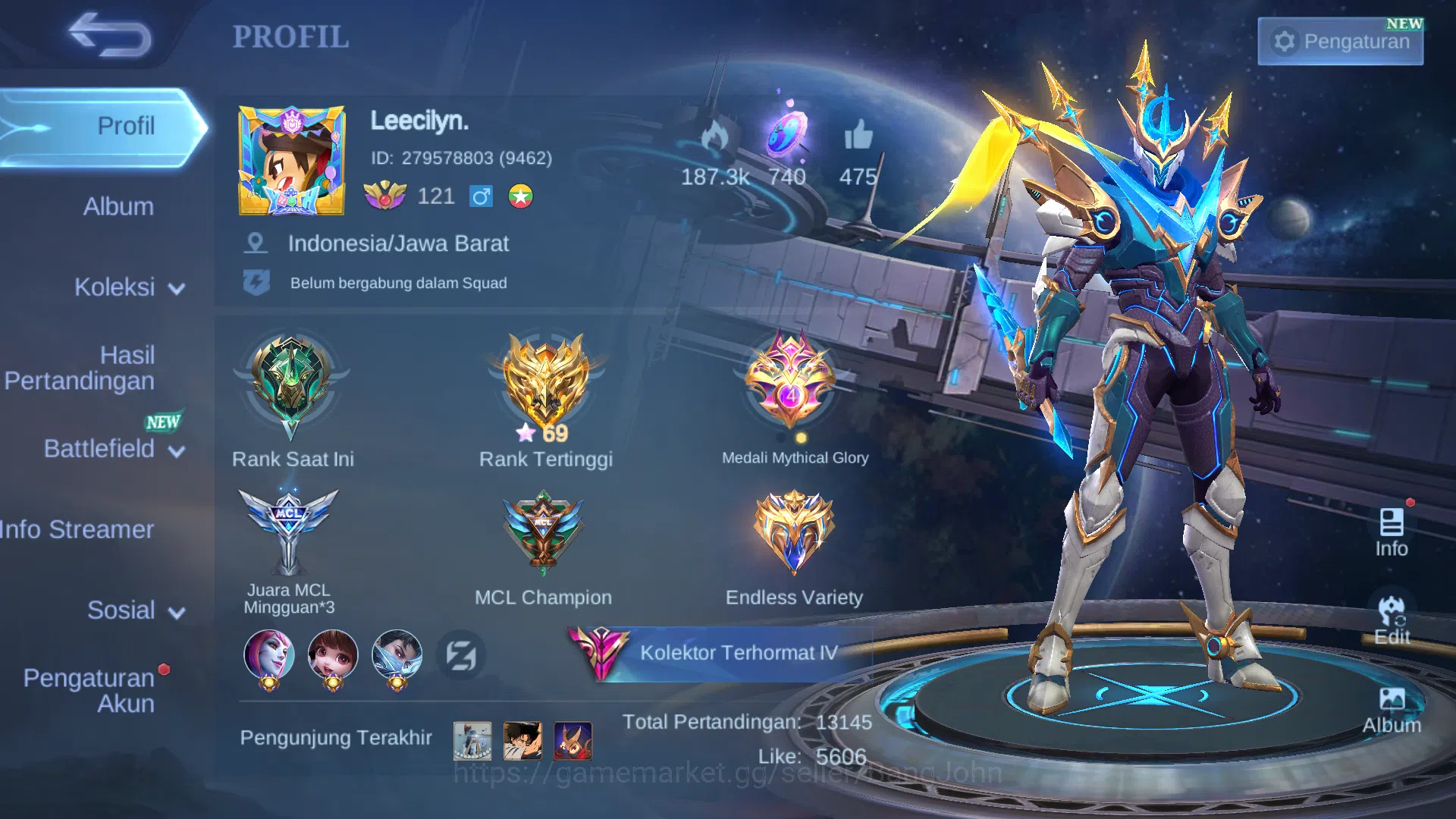 Hero 128 | Skin 342 | Legend Gusion | KOF Dyrroth, Guinevere, Karina | Collector Yisunshin, Silvanna | Stunt Chou | Luckybox Saber, Kagura ~ ML1050B Mobile Legends: Bang Bang Others Hero 128 | Skin 342 | Legend Gusion | KOF Dyrroth, image 1