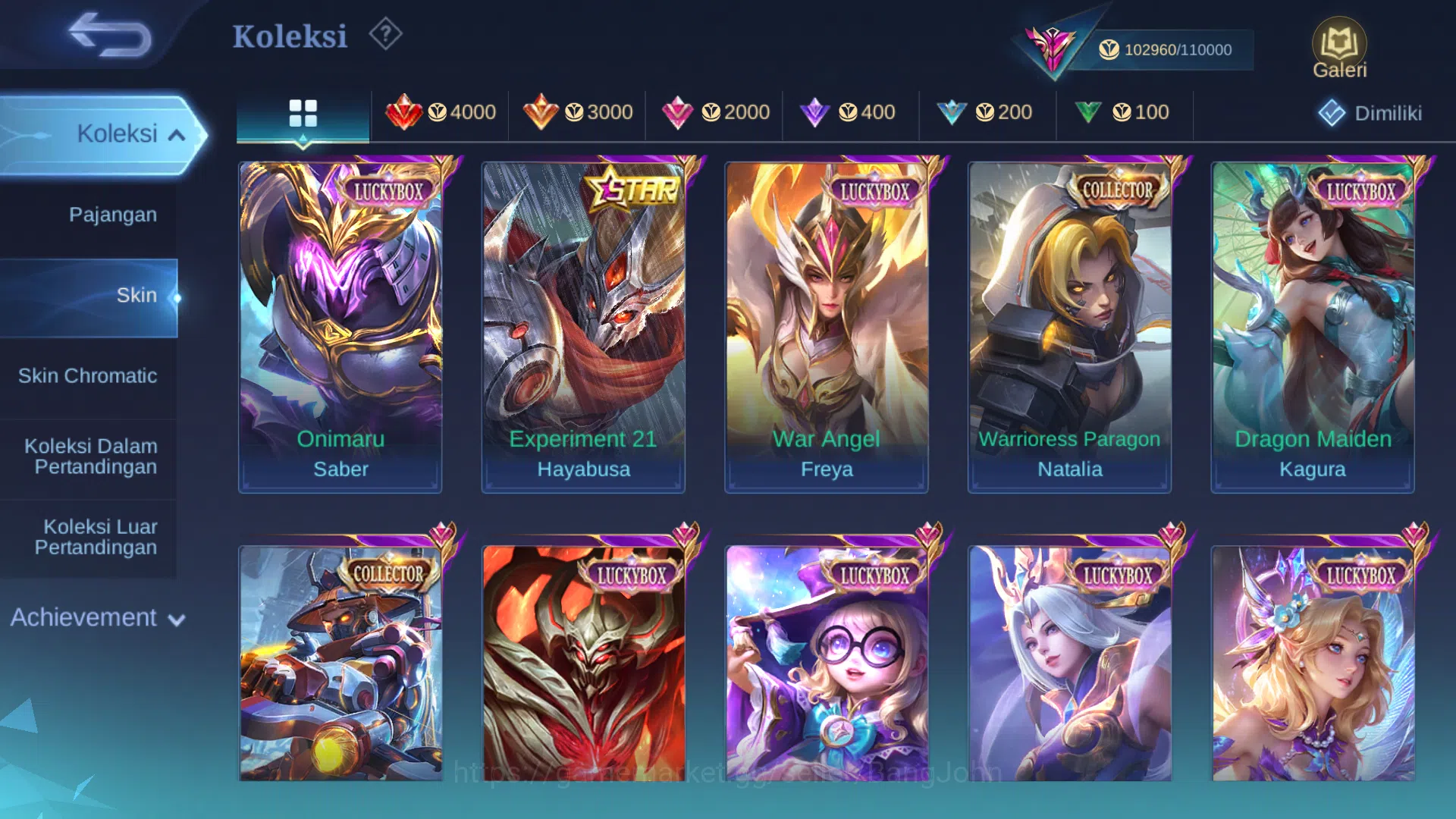 Mobile Legends: Bang Bang Accounts Others Hero 128 | Skin 342 | Legend Gusion | KOF Dyrroth, Guinevere, Karina | Collector 4