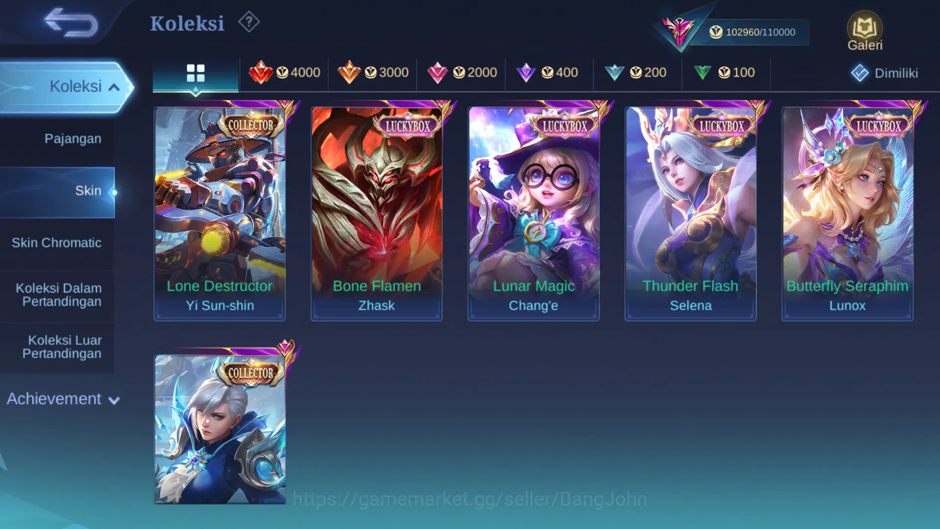 Mobile Legends: Bang Bang Accounts Others Hero 128 | Skin 342 | Legend Gusion | KOF Dyrroth, Guinevere, Karina | Collector 5