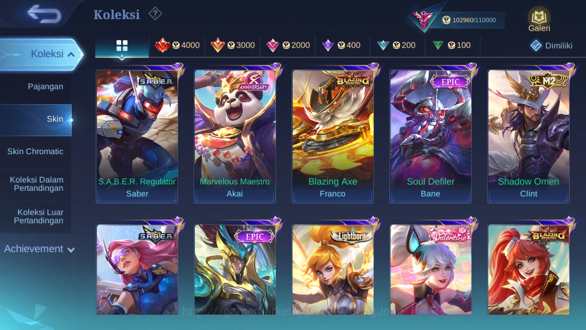 Mobile Legends: Bang Bang Accounts Others Hero 128 | Skin 342 | Legend Gusion | KOF Dyrroth, Guinevere, Karina | Collector 7