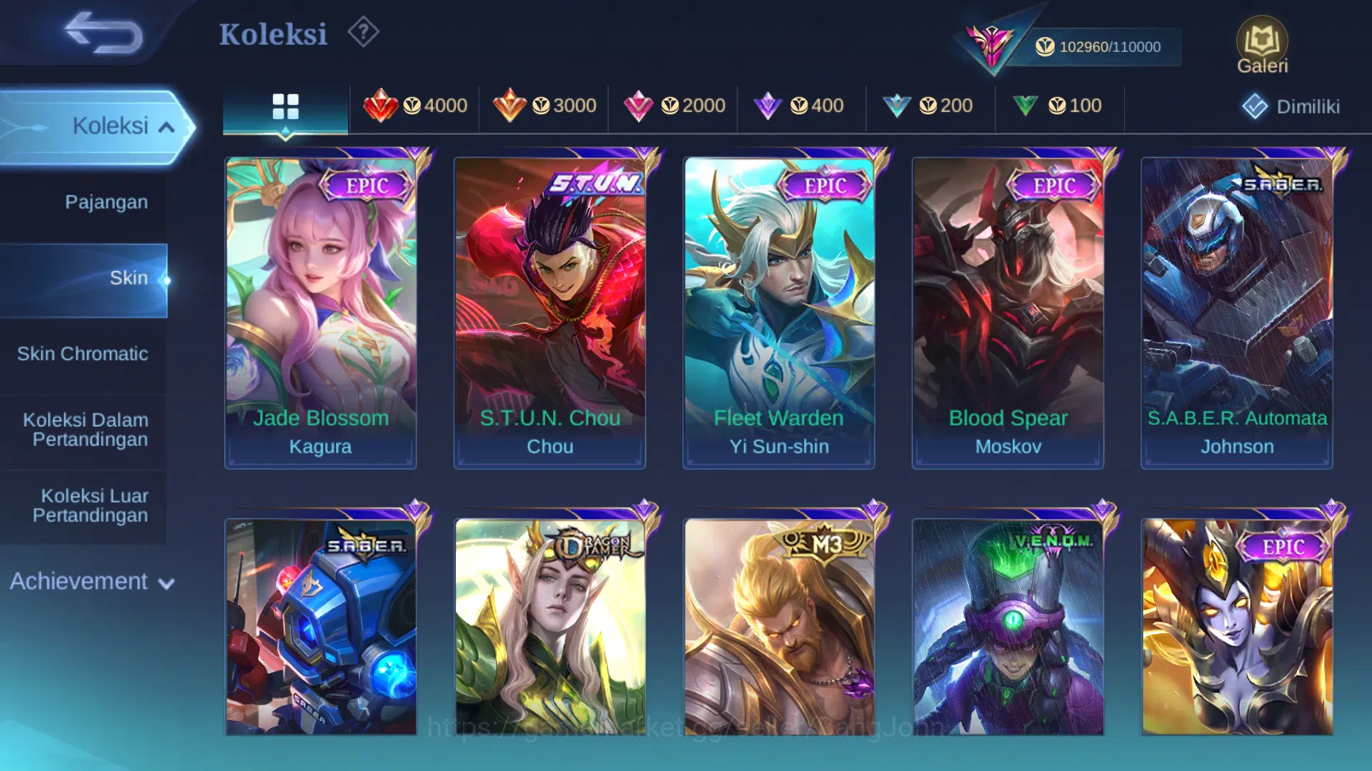 Mobile Legends: Bang Bang Accounts Others Hero 128 | Skin 342 | Legend Gusion | KOF Dyrroth, Guinevere, Karina | Collector 8