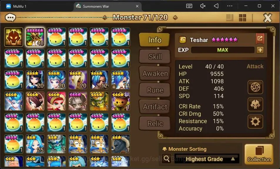 Summoners War: Sky Arena Accounts GLOBAL | NB 5 TESHAR,Starter Gacha 115 12Y+160 11Y image 2