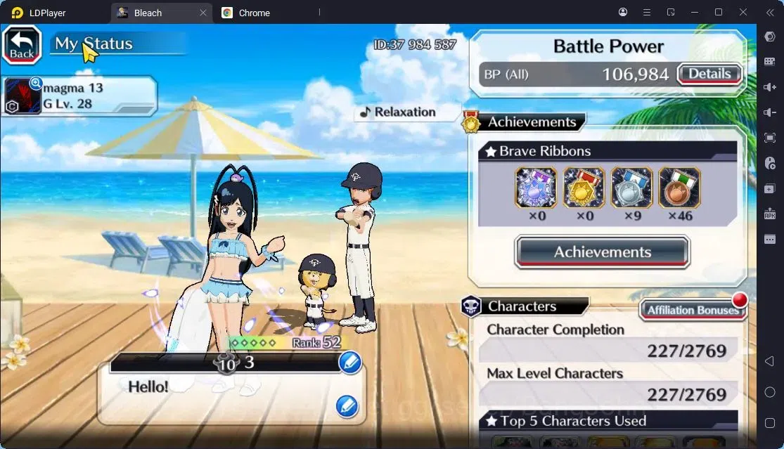 Bleach: Brave Souls Accounts Others Global | 8.3K Orb+FreshStory|Zangetsu Speed,Rangiku Swimsuit 23,Ichigo Kurosaki 2