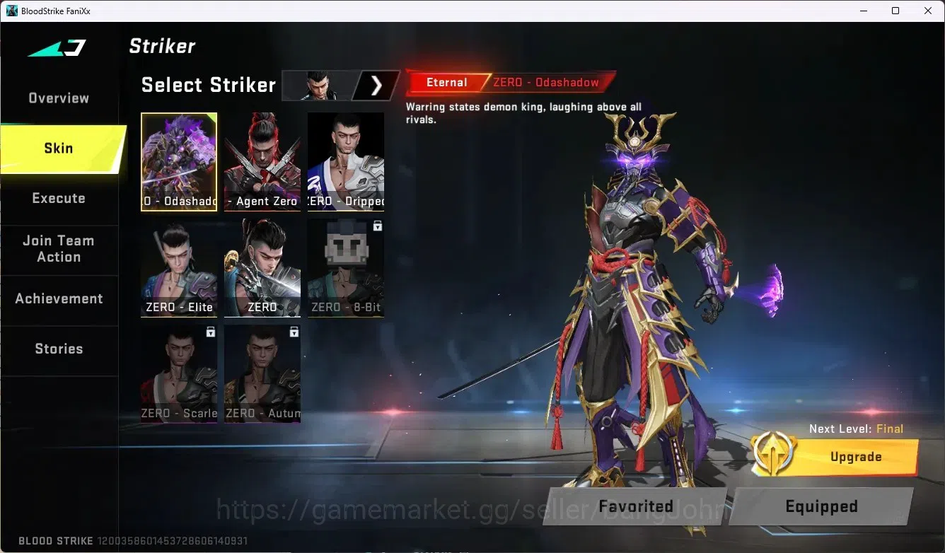 Blood Strike Accounts ASIA |Eternal Striker: ZERO-Odashadow|Legendary Ka image 20
