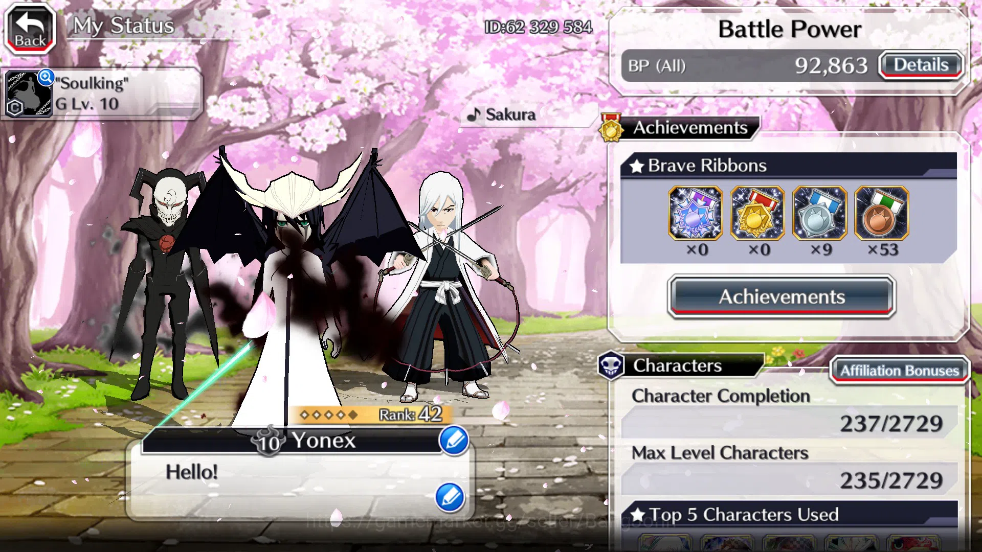 Bleach: Brave Souls Accounts Others GLOBAL]6K Orb+Fresh All Story|Ulquiorra Unleashed 2