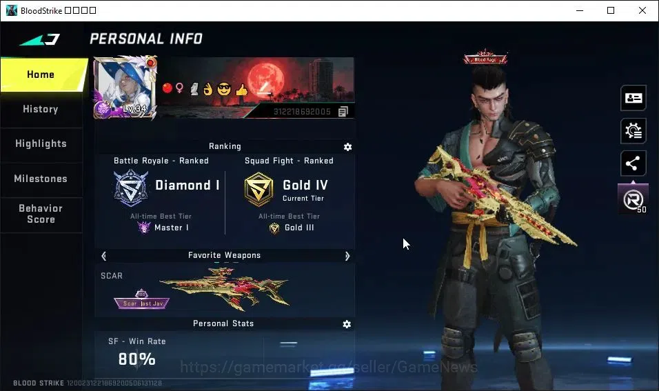 Blood Strike Accounts ASIA|ETERNAL SCAR-Dominator Lv3|Collab TokRev[MCX- image 2
