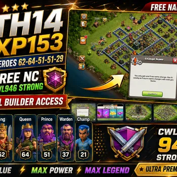 Clash of Clans Accounts High-End LOW PRICE TH14  XP153 HEROES 62-64-51-51-29 FREE NC CWL946 STRONG EQUIPMENT 5 BUILDER FULL