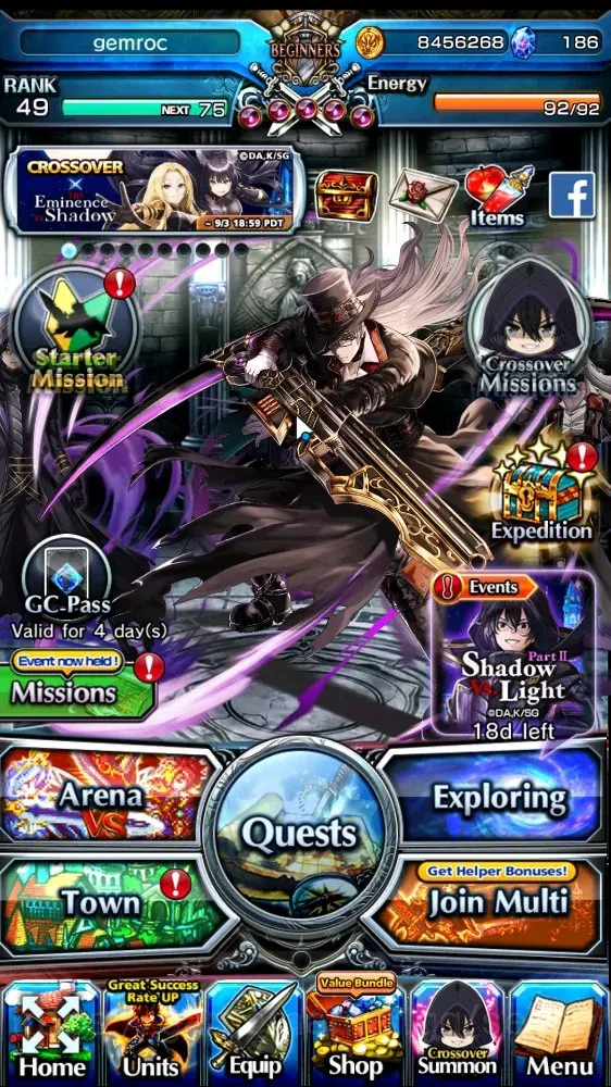 Grand Summoners Accounts End-Game Global|Rank 49|5 Ascend 1TW| Shadow,HS Menas,HS Hart,Simon tE,G Simon|Lpot 42+5 1