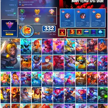 Mobile Legends: Bang Bang Accounts #4289 332 Skins | Natalia Warrioress Paragon (COLLECTOR) | Karina Leona (KOF) | Vale