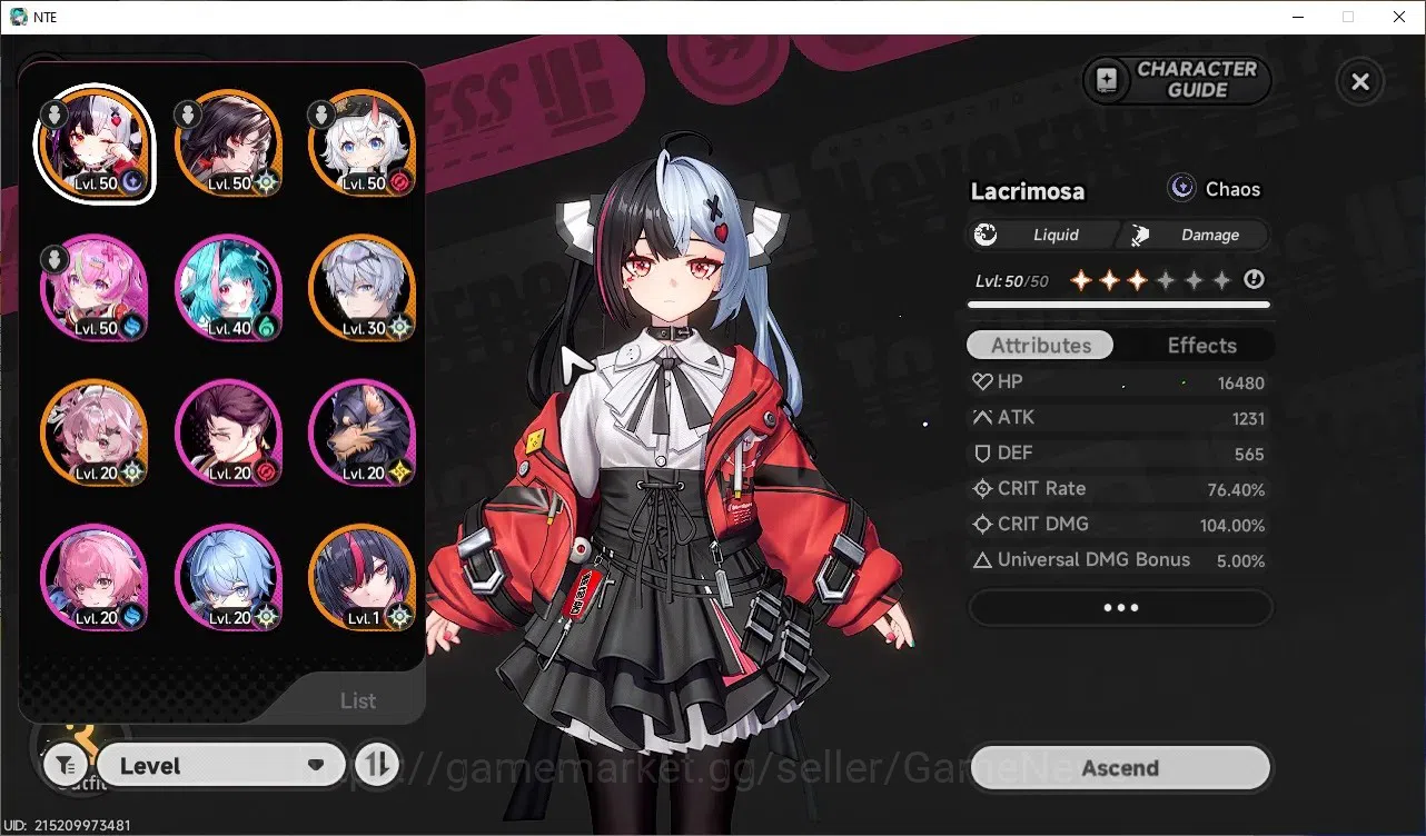 Neverness to Everness Accounts SEA|HL 45|TL 19|5 SClass 3 Limit (Shinku,Hotori,Lacrimosa)+Sign|3 Selector|Porsche+Draco|5 1
