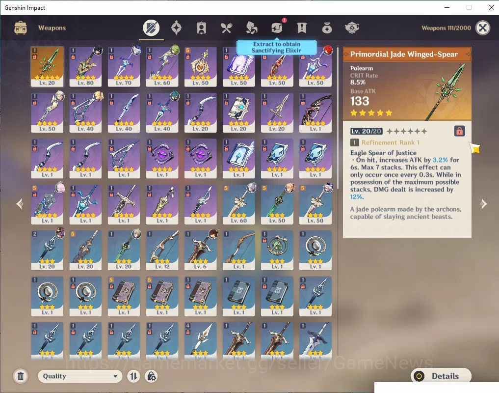 Genshin Impact Accounts Mid Game EU -Server | AR 49|3 Limited + 1(*5Weapon)| Kinich,Furina,Kamisato Ayaka |MC Male|Take 5