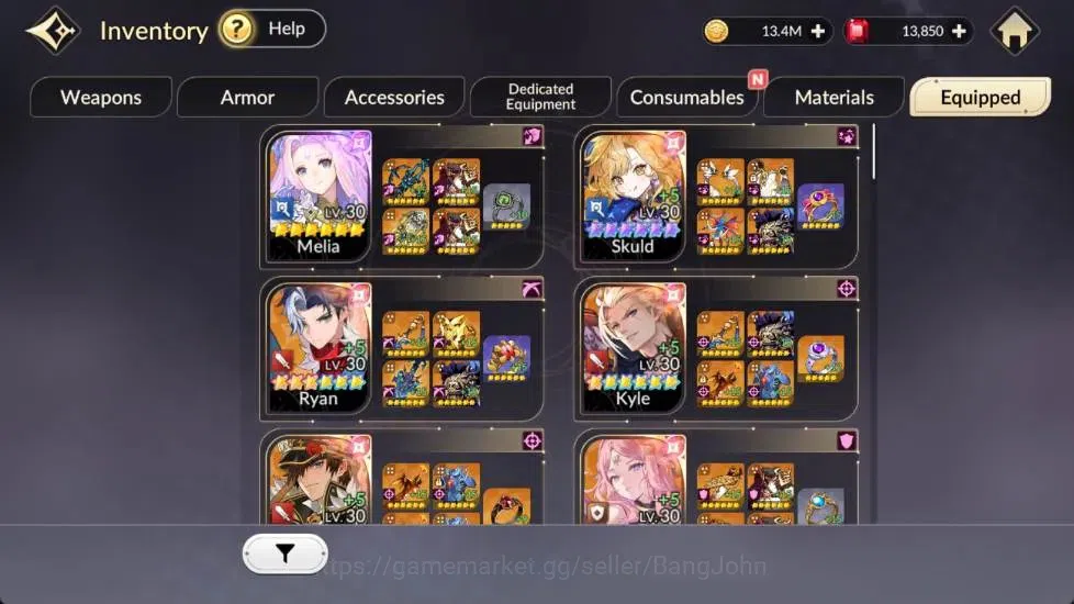 Seven Knights Re:Birth Accounts Global | 1 EX7 Melia | 10 TC6 Skuld, Ryan, Kyle, L image 15