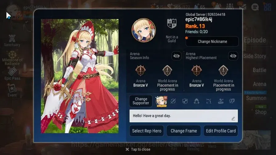 Epic Seven Accounts GLOBAL Unverif|New Era|2 ML(Salome,A Tywin)+Bellon image 2