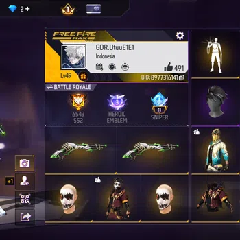 Free Fire Accounts INDONESIA - M1887 LUMUT - FACE JOKER V2 - COCOK BUAT CR AN