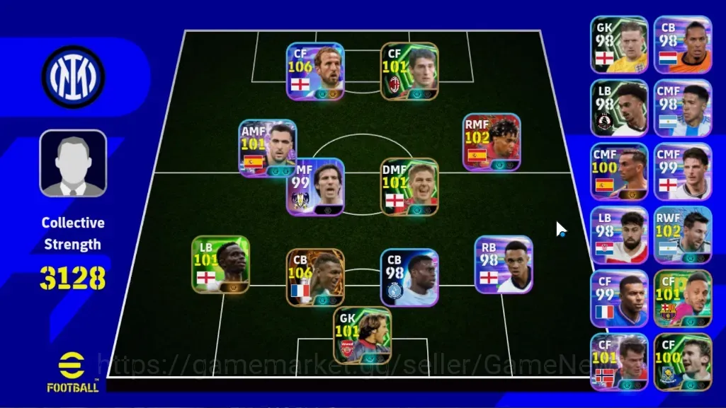 eFootball Accounts Legends & Iconic Players Android|Big Time Marcel Desailly|Show Time Harry Kane,A Sorloth,M Merino|Epic 1