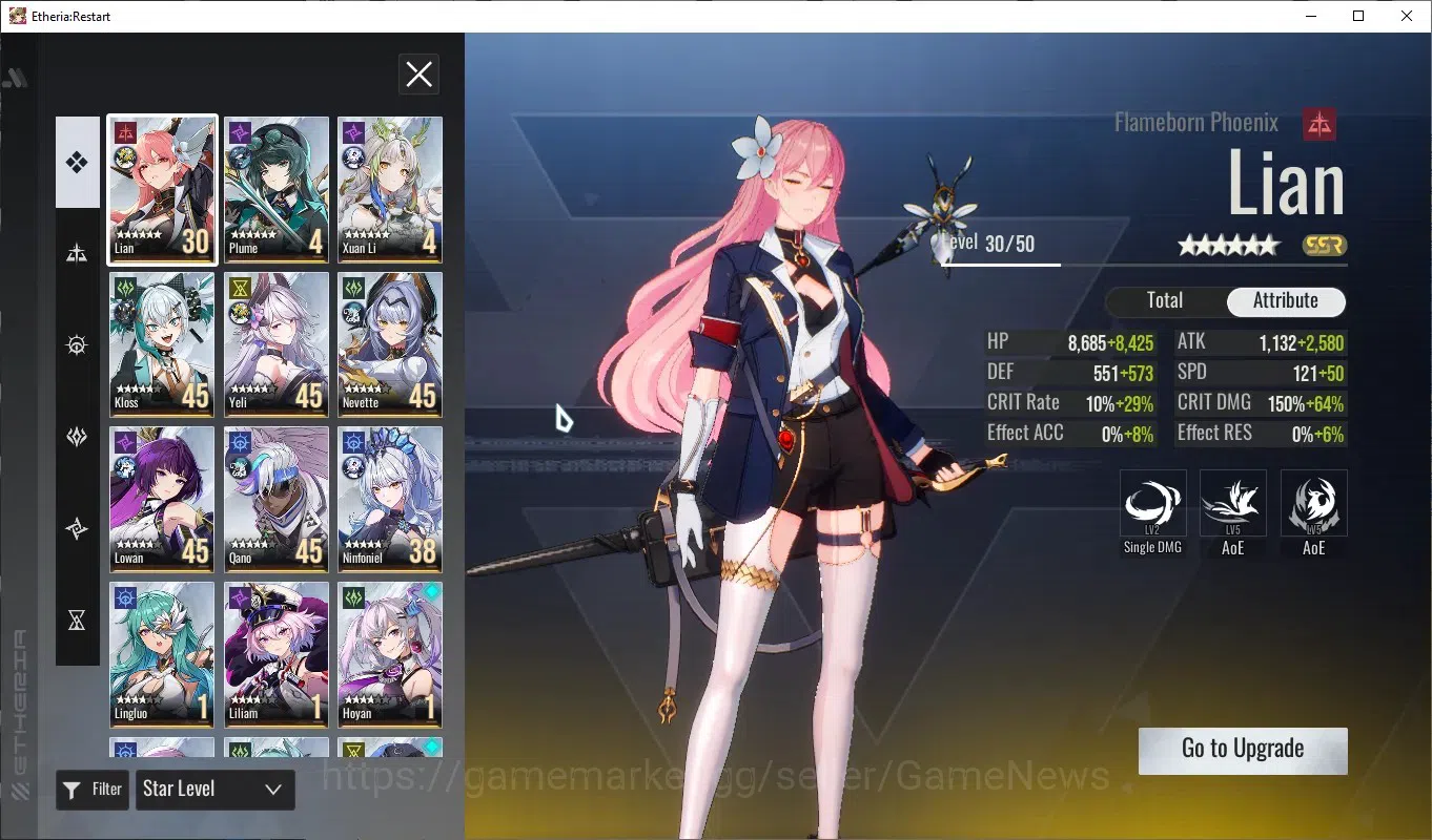 Etheria: Restart Accounts EUROPE-S22|Lv27|6K Crystal|14 SSR[Lian,Plume,Xuan image 2