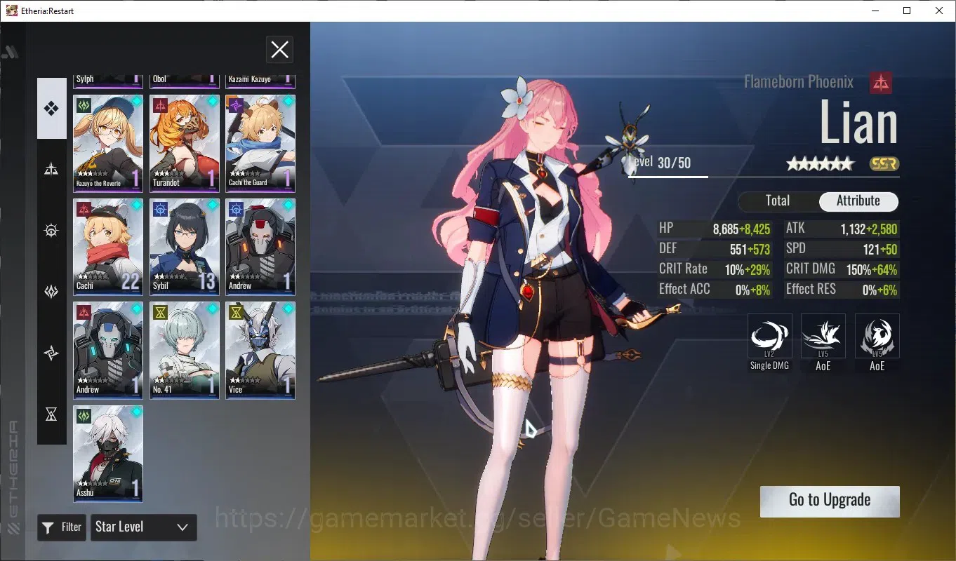 Etheria: Restart Accounts EUROPE-S22|Lv27|6K Crystal|14 SSR[Lian,Plume,Xuan image 7
