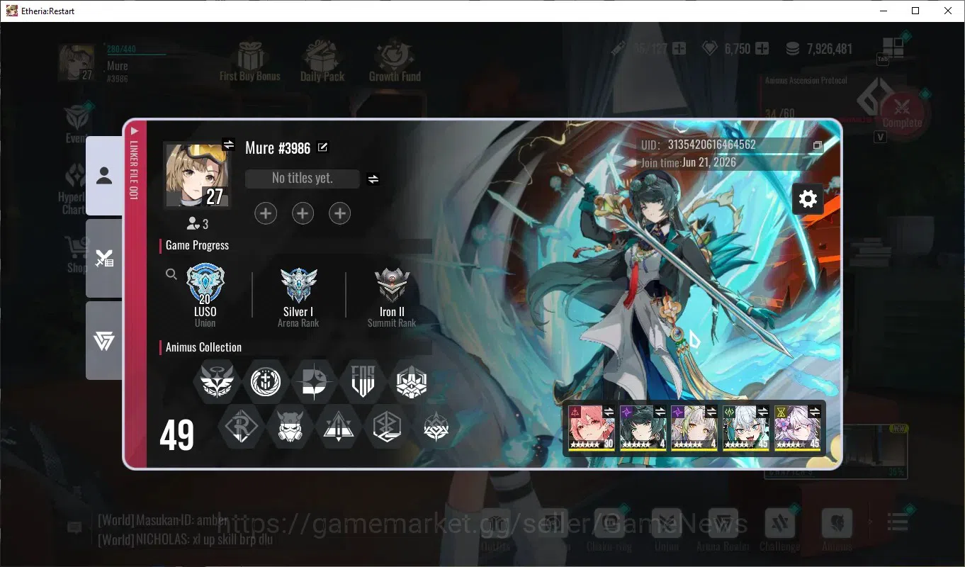 Etheria: Restart Accounts EUROPE-S22|Lv27|6K Crystal|14 SSR[Lian,Plume,Xuan image 8
