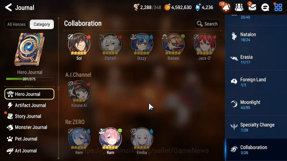 Epic Seven Accounts Mid-Tier ASIA Verif|16 ML(A Tywin,Belian,SP Politis,C Lilias,etc)+Collab(Sol,Ram,Shuna),Etc|4,2 4