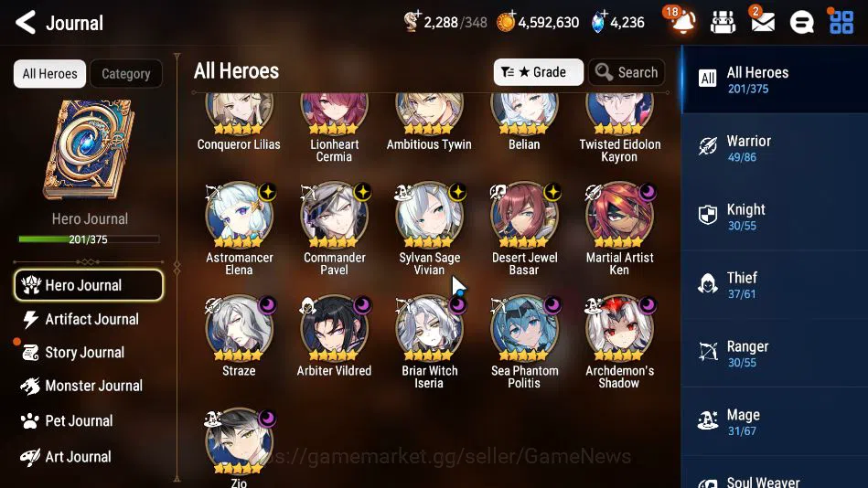 Epic Seven Accounts Mid-Tier ASIA Verif|16 ML(A Tywin,Belian,SP Politis,C Lilias,etc)+Collab(Sol,Ram,Shuna),Etc|4,2 6