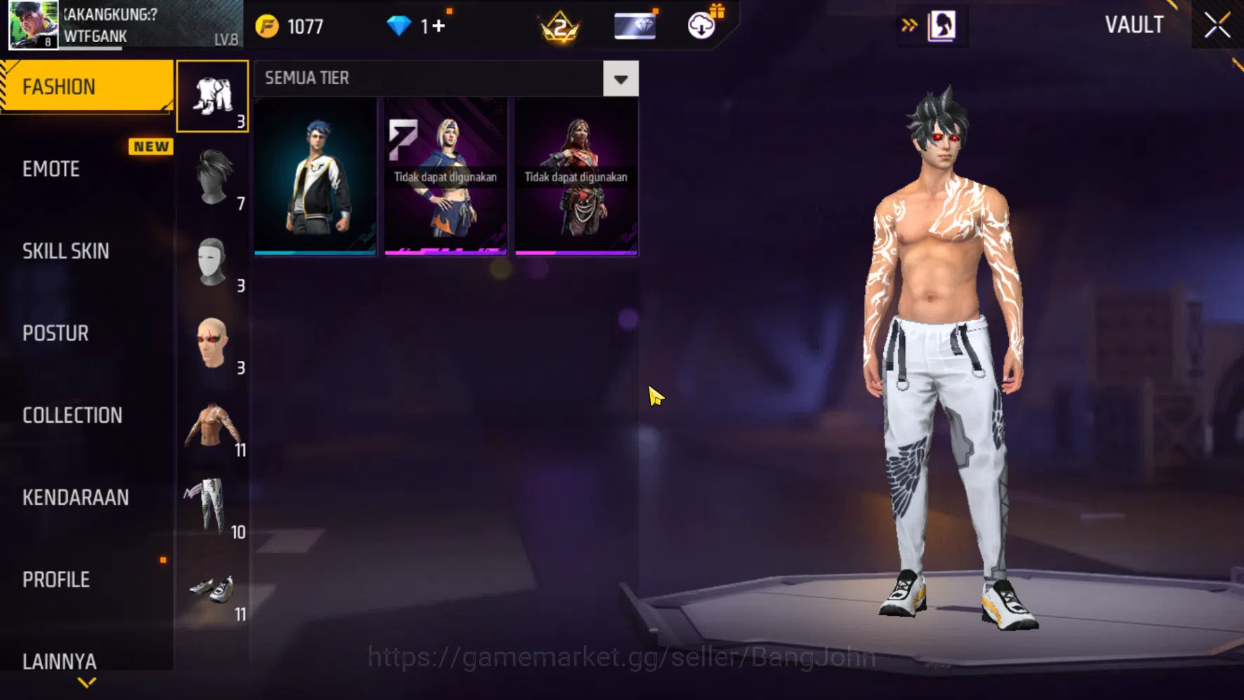 Free Fire Accounts Indonesia | Vault 10 | Polosan SG Lumut | FF607B image 5