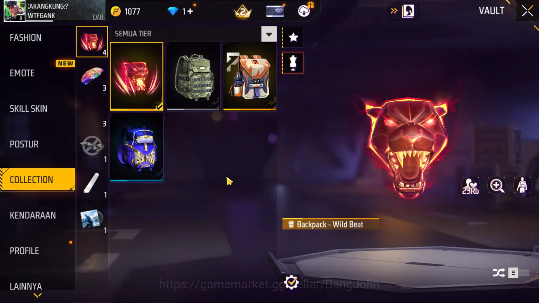 Free Fire Accounts Indonesia | Vault 10 | Polosan SG Lumut | FF607B image 8