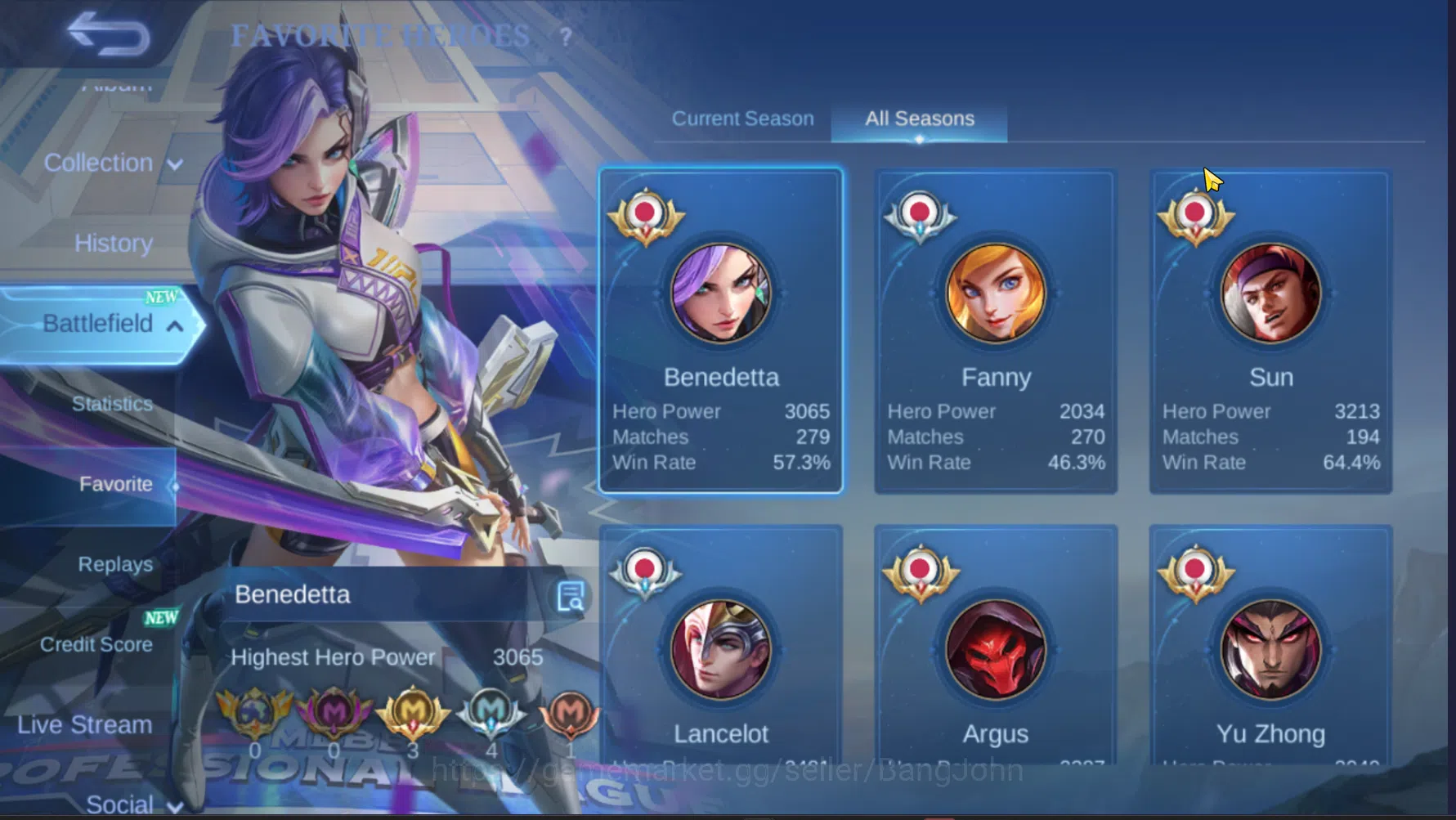 Mobile Legends: Bang Bang Accounts Others Hero 78 | Skin 138 | Emblem Max 1 | Prime Granger | Collector Parsha | Lightborn 3