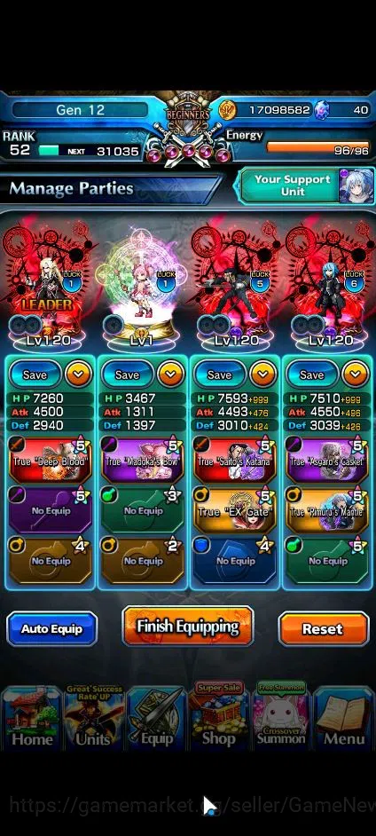 Grand Summoners Accounts End-Game Global|Rank 52|18 3