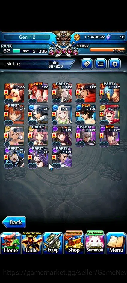 Grand Summoners Accounts End-Game Global|Rank 52|18 4