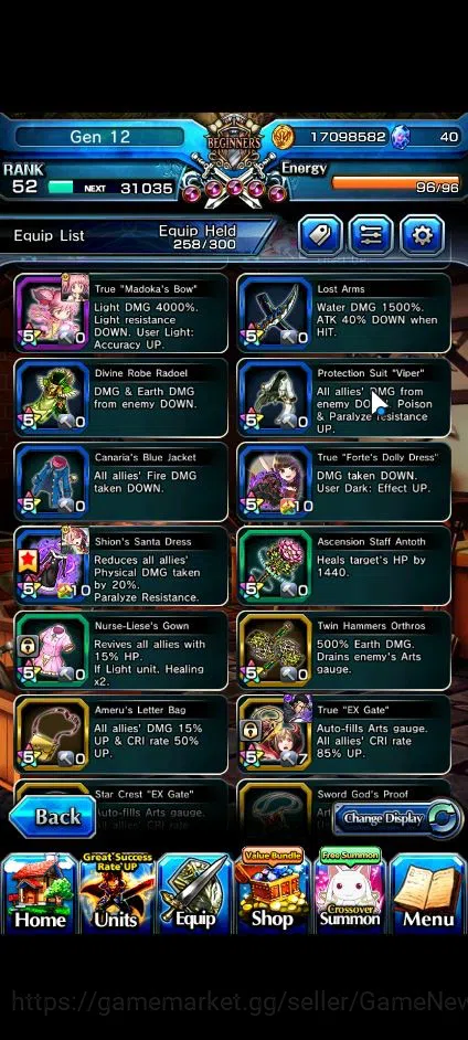 Grand Summoners Accounts End-Game Global|Rank 52|18 7